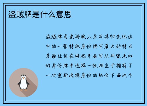 盗贼牌是什么意思